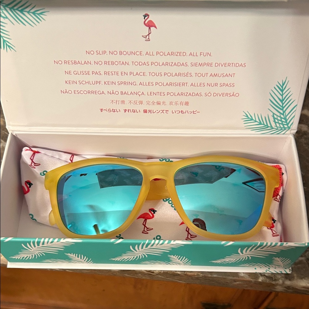 Vibrant Yellow Sunglasses with Blue Lenses